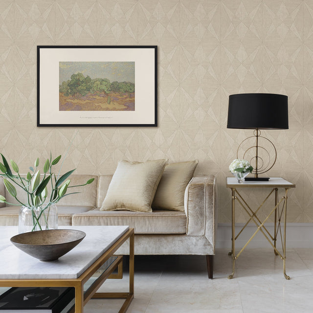 Intrinsic Cream Geometric Wood Wallpaper with Modern Geometric Wood Pattern - A-Street Prints 2908-25332