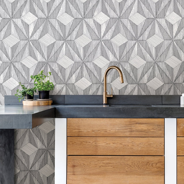 Paragon Black Geometric Wallpaper with Raised Ink Modern Geometrics - A-Street Prints 2908-87101