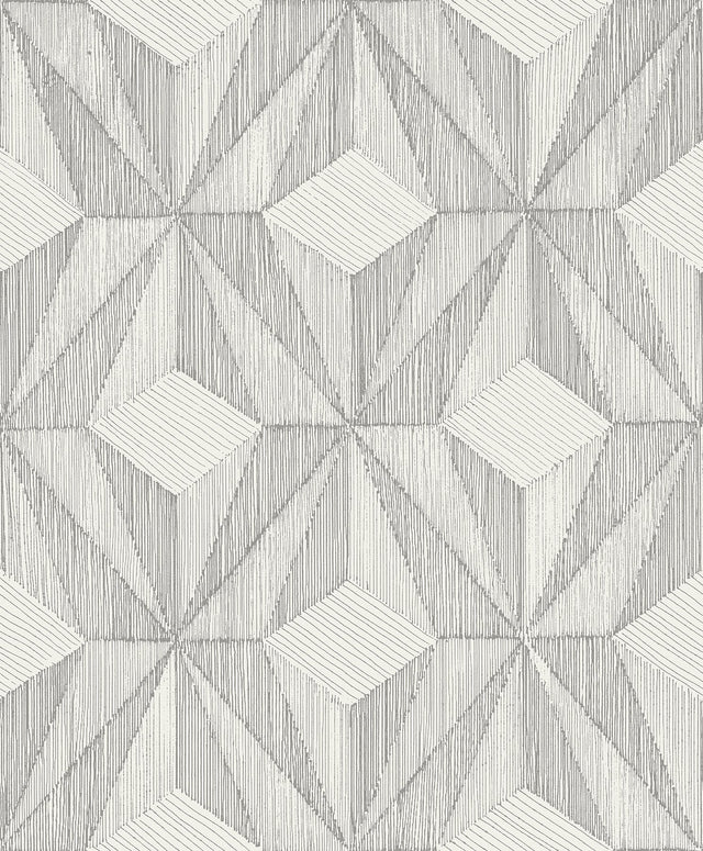 Paragon Silver Geometric Wallpaper with Modern Geometrics Pattern, Metallic Effect - A-Street Prints 2908-87102