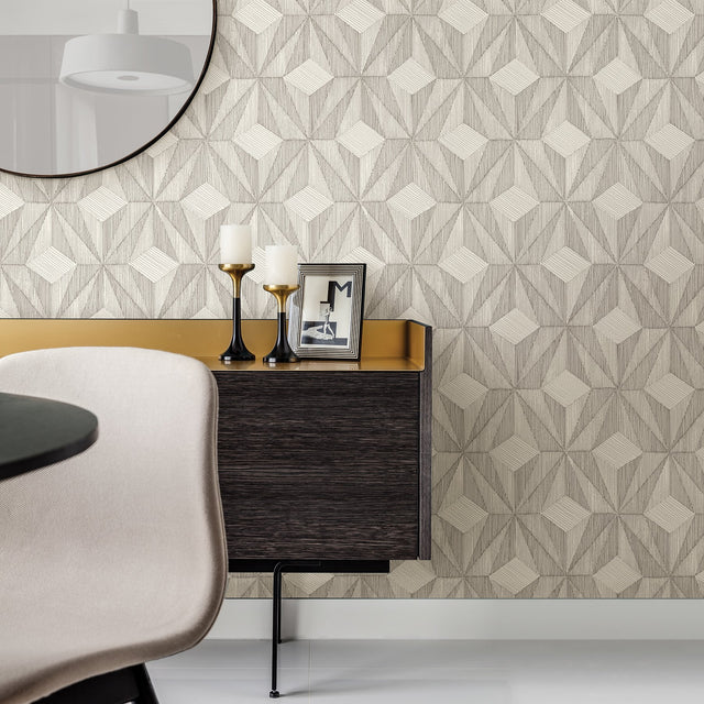 Paragon Silver Geometric Wallpaper with Modern Geometrics Pattern, Metallic Effect - A-Street Prints 2908-87102