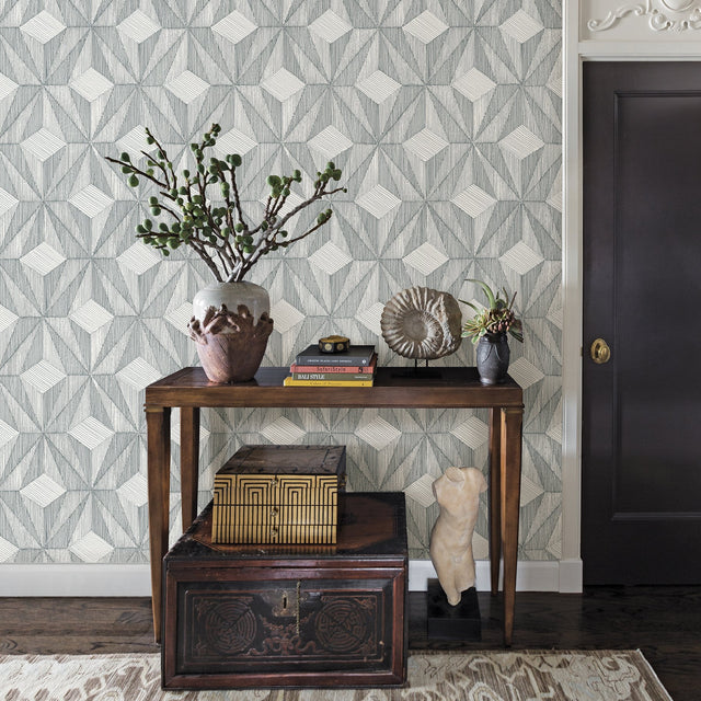 Paragon Slate Geometric Wallpaper with Raised Ink Modern Geometric Pattern - A-Street Prints 2908-87103