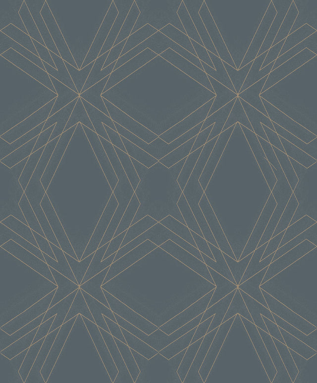 Relativity Charcoal Geometric Wallpaper with Metallic Gold Linework - A-Street Prints 2908-87107