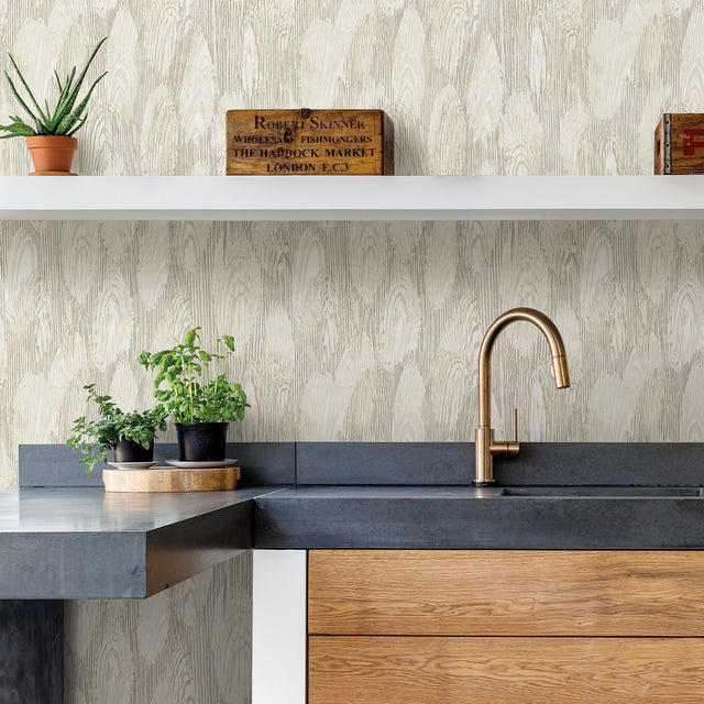 Monolith Silver Abstract Wood Wallpaper with Textured Metallic Wood Grain - A-Street Prints 2908-87119