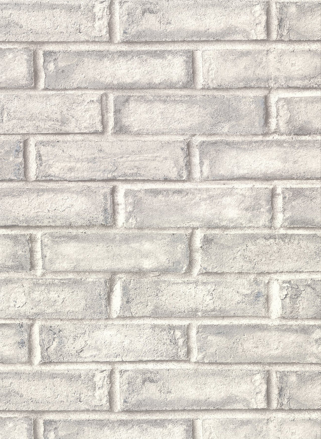 Appleton Grey Faux Weathered Brick Wallpaper with Distressed Textures - Warner 2921-50108