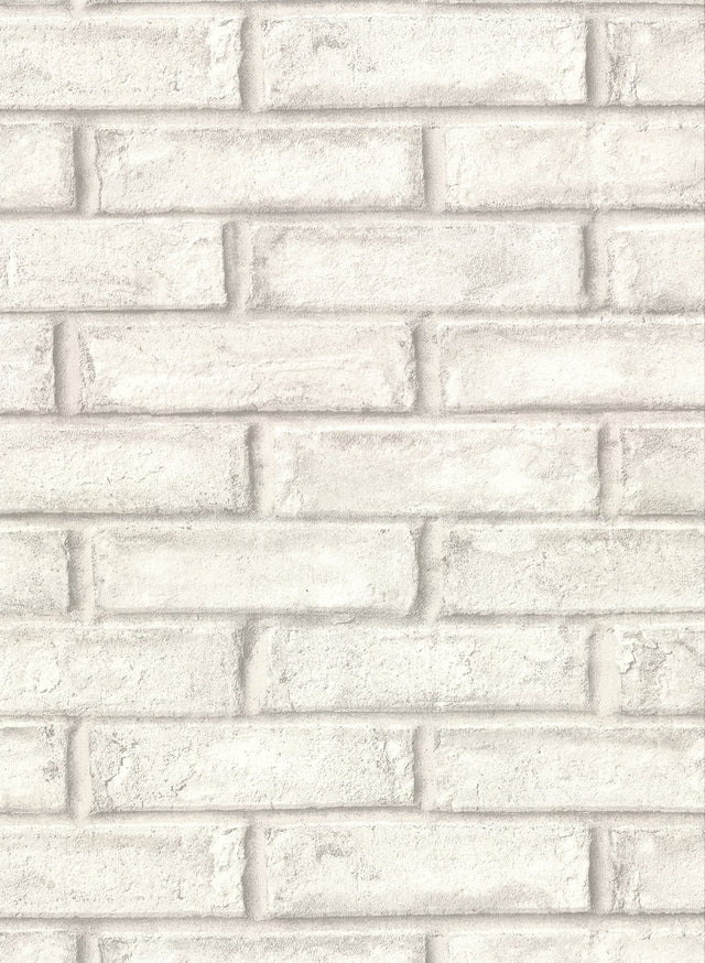 Appleton Off-White Faux Weathered Brick Wallpaper with Distressed Textures - Warner 2921-50110