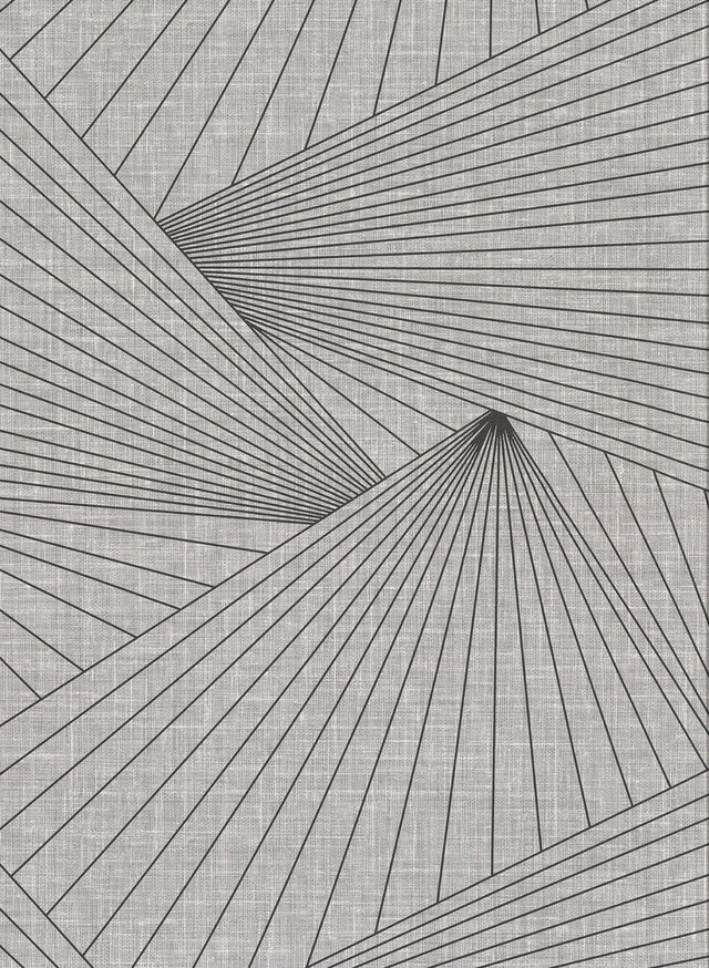 Berkeley Grey Geometric Faux Grasscloth Wallpaper with Modern Graphic Linework - Warner 2921-50400