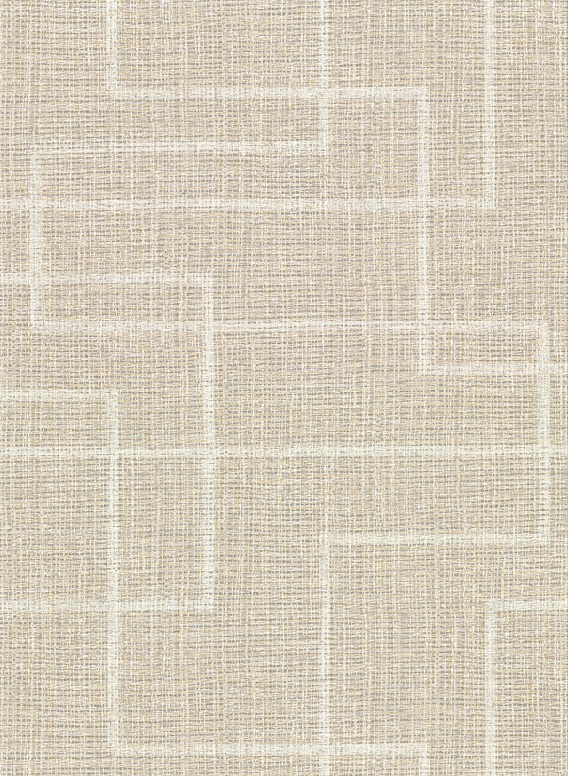 Clarendon Wheat Geometric Faux Grasscloth Wallpaper, Traditional Distressed Textures Pattern - Warner 2921-50505