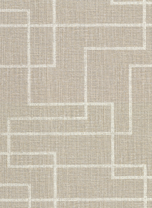 Clarendon Brown Geometric Faux Grasscloth Wallpaper with Distressed Textures - Warner 2921-50507