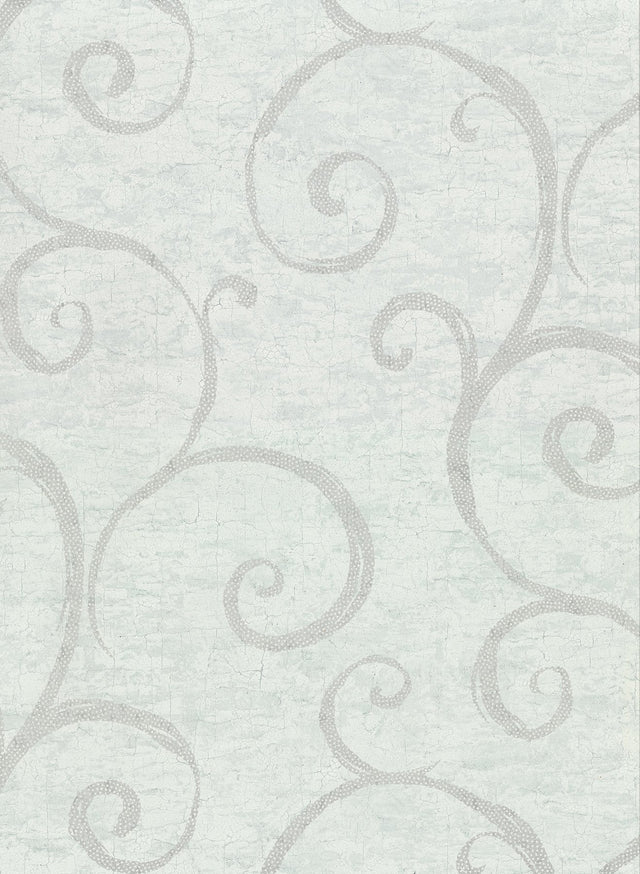 Newbury Teal Geometric Faux Plaster Wallpaper with Metallic Scroll Abstract - Warner 2921-50702