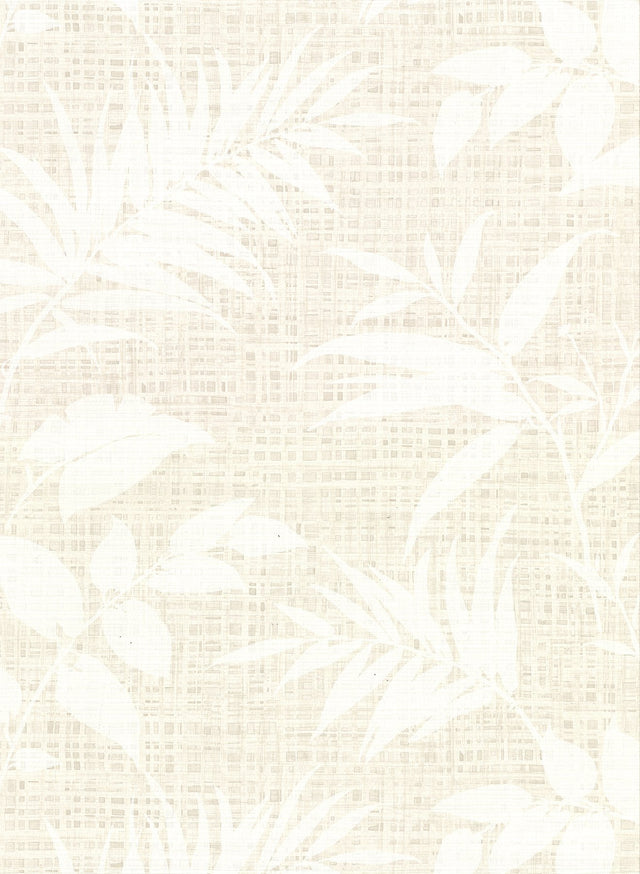 Chandler White Botanical Faux Grasscloth Wallpaper with Traditional Graphics Pattern - Warner 2921-50807
