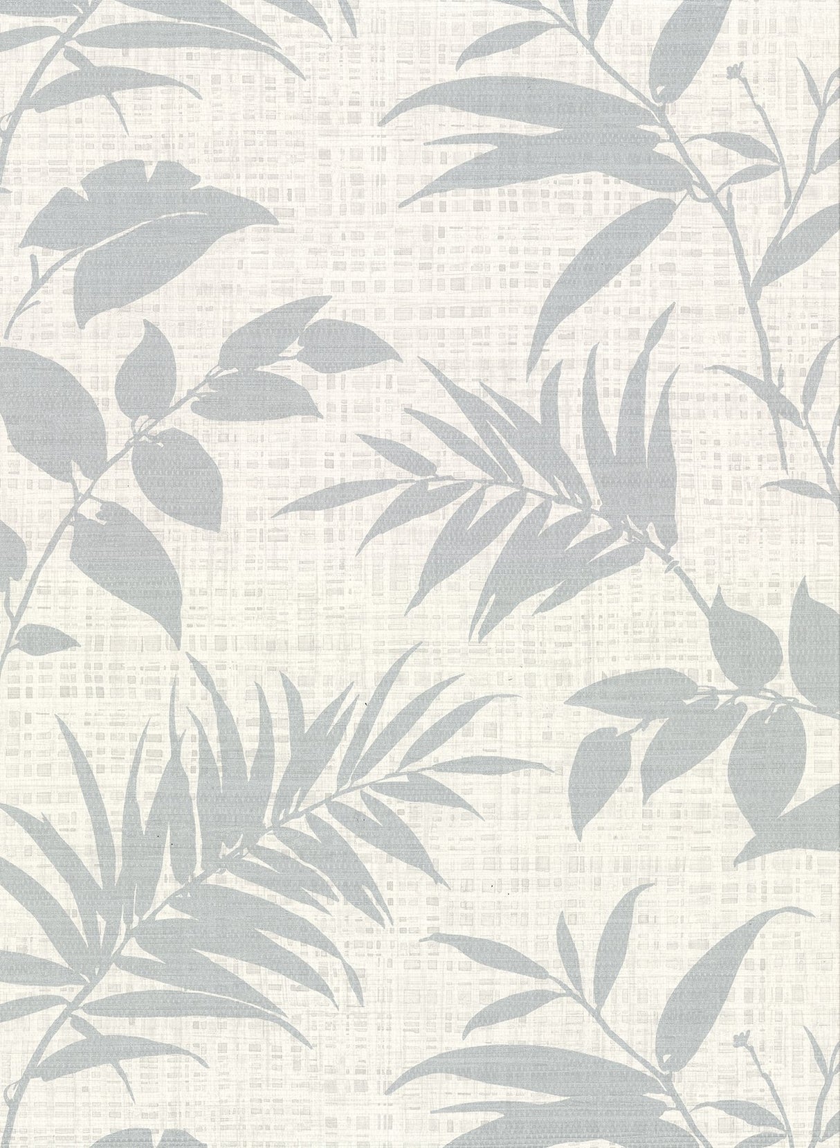 Chandler Off White Botanical Faux Grasscloth Wallpaper with Graphics Palm Leaf Pattern, Traditional Style - Warner 2921-50810