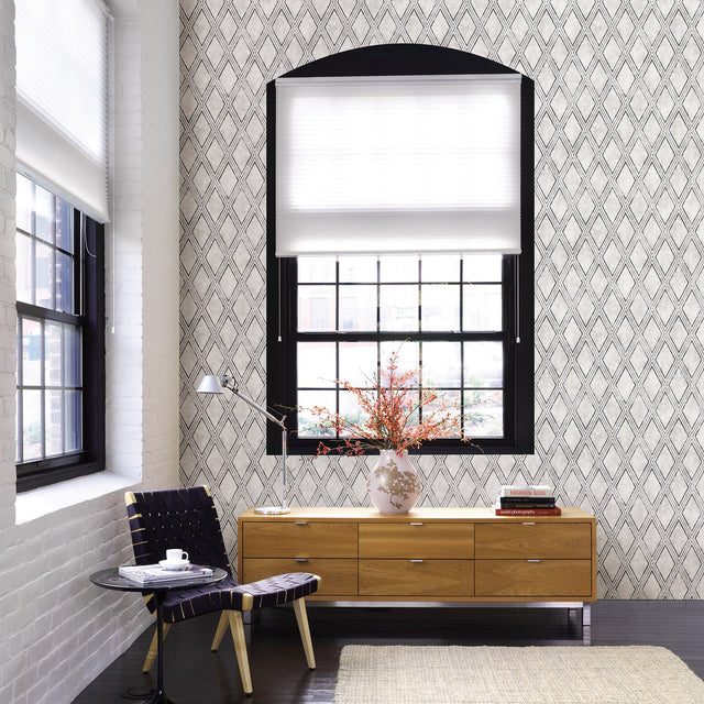 Dartmouth Light Grey Faux Plaster Geometric Wallpaper with Distressed Textures - Warner 2921-51000