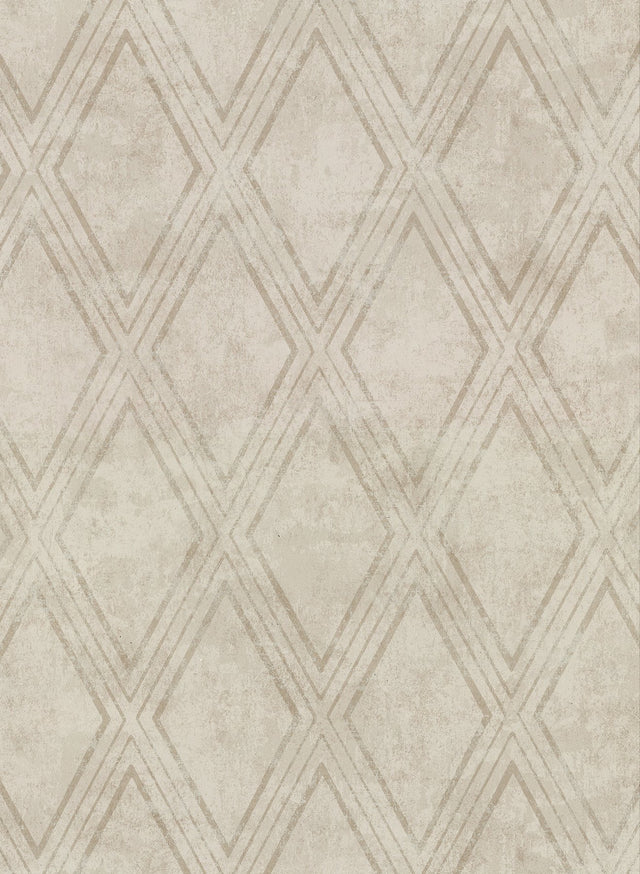 Dartmouth Taupe Faux Plaster Geometric Wallpaper with Distressed Textures - Warner 2921-51005