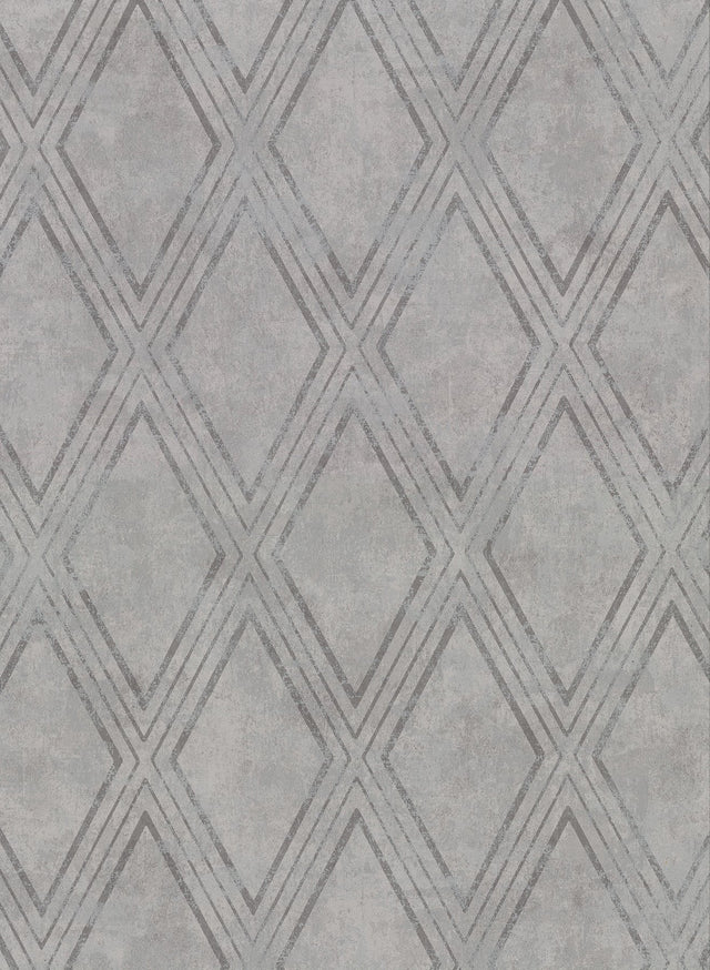 Dartmouth Grey Faux Plaster Geometric Wallpaper with Distressed Textures - Warner 2921-51008