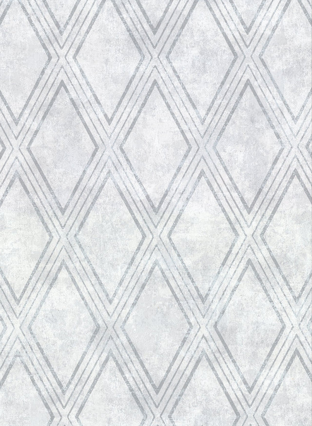 Dartmouth Sky Blue Faux Plaster Geometric Wallpaper with Distressed Textures - Warner 2921-51010