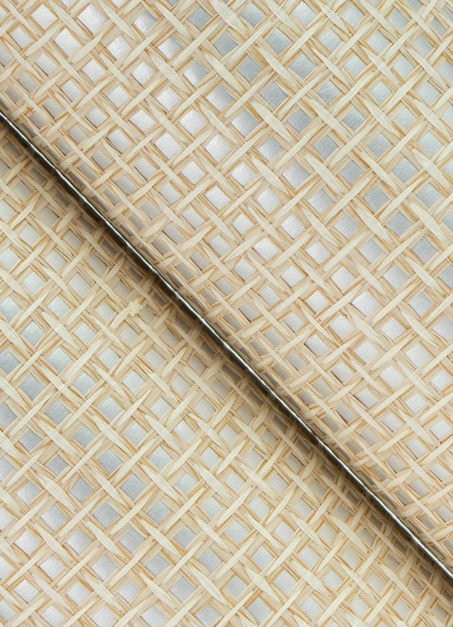 Aki Silver Basketweave Wallpaper with Modern Grasscloth Woven Texture - A-Street Prints 2923-54774