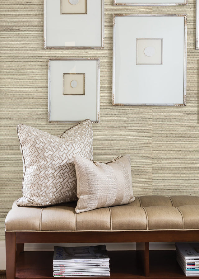 Changzhou Beige Grasscloth Wallpaper with Subtle Metallic Woven Texture - A-Street Prints 2923-80009