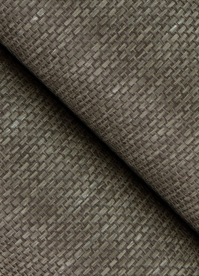 Gaoyou Grey Paper Weave Wallpaper with Fabric & Woven Textures Farmhouse Style - Brewster 2923-80080