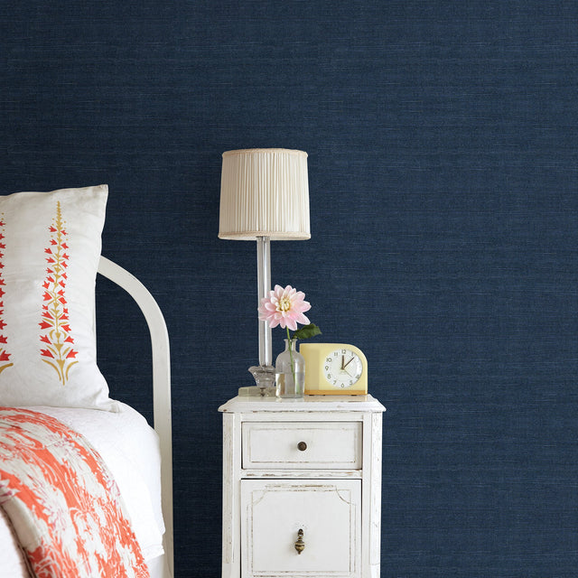 Peninsula Navy Sisal Grasscloth Wallpaper, Modern Fabric & Woven Textures - A-Street Prints 2923-80088