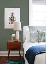 Mai Teal Grasscloth Wallpaper with Coastal Fabric & Woven Texture - A?Street Prints 2923-86102