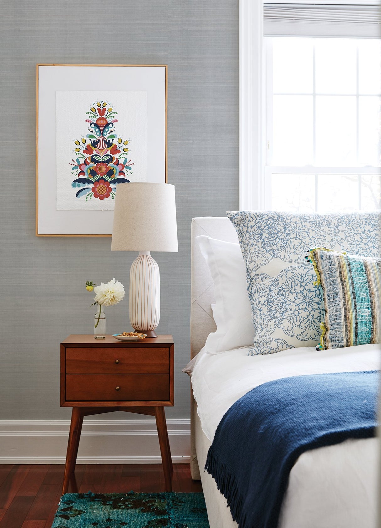 Mai Aqua Grasscloth Wallpaper with Fabric & Woven Textures - A-Street Prints 2923-86106