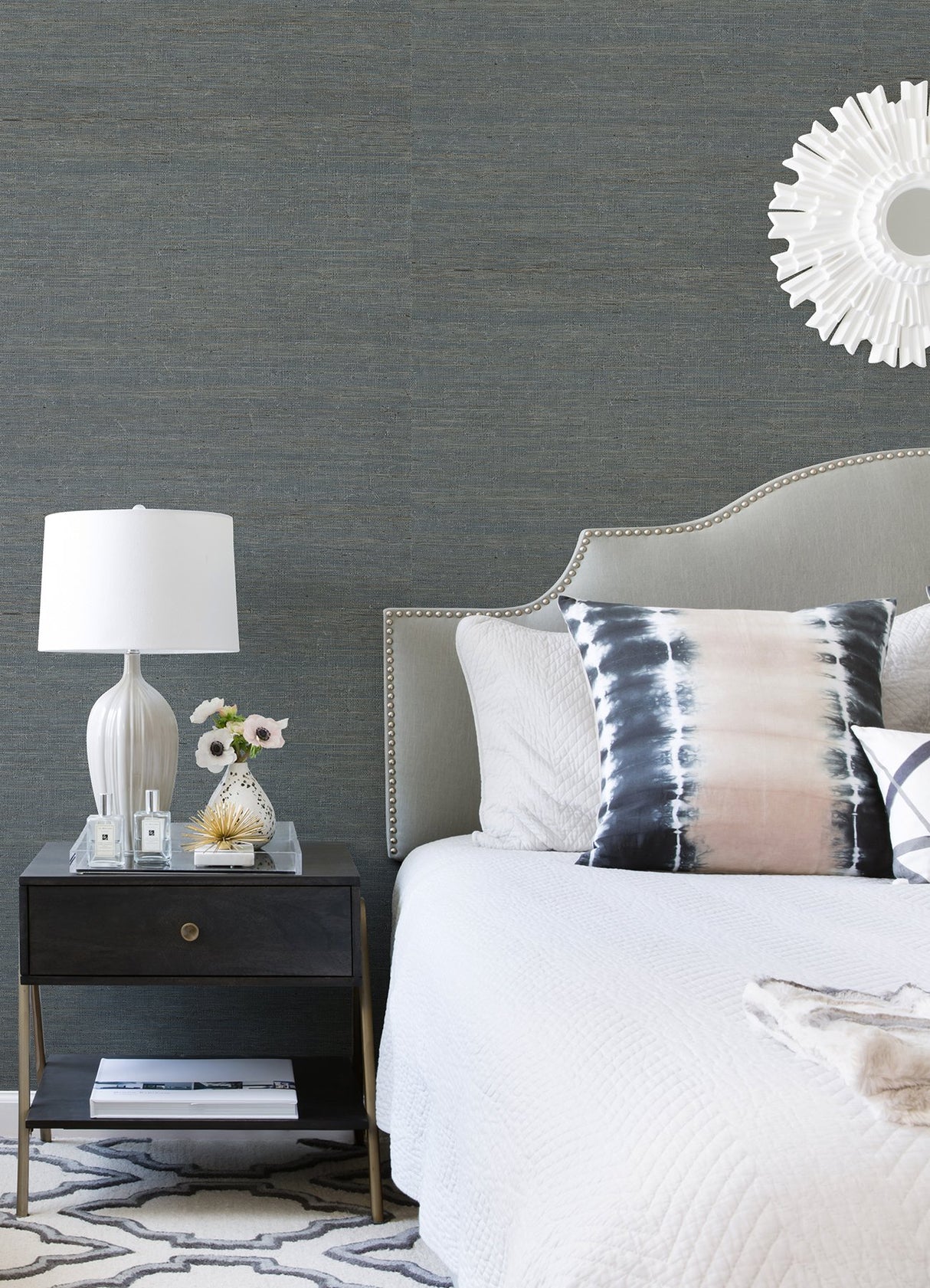Aiko Slate Sisal Grasscloth Wallpaper with Coastal Fabric & Woven Texture - Brewster 2923-86124