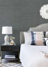 Aiko Slate Sisal Grasscloth Wallpaper with Coastal Fabric & Woven Texture - Brewster 2923-86124