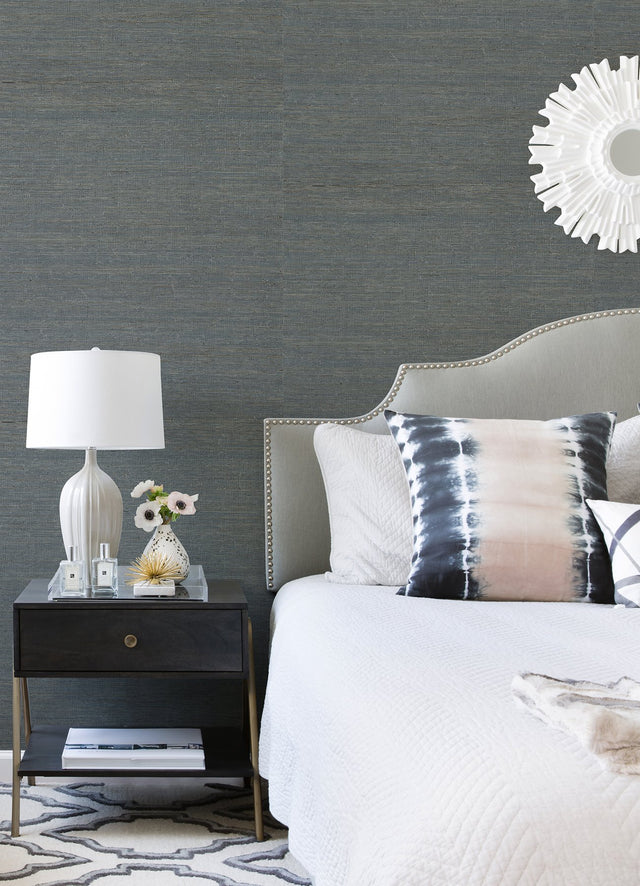 Aiko Slate Sisal Grasscloth Wallpaper with Coastal Fabric & Woven Texture - Brewster 2923-86124
