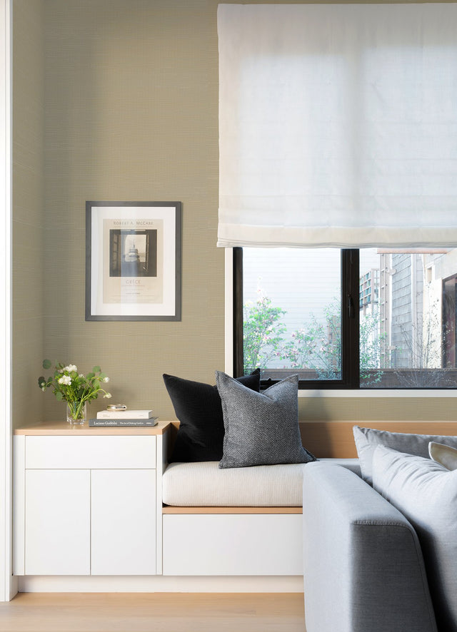Sakiya Neutral Grasscloth Wallpaper with Modern Fabric & Woven Texture - A?Street Prints 2923-86136
