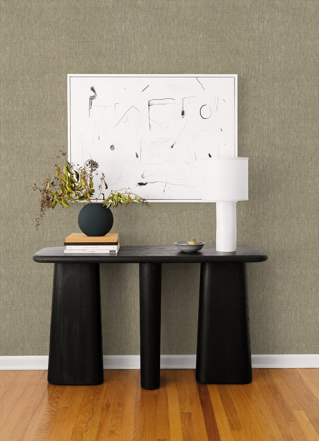 Annchi Black Woven Wallpaper with Textured Paper Weave Grasscloth - A?Street Prints 2923-88007AST
