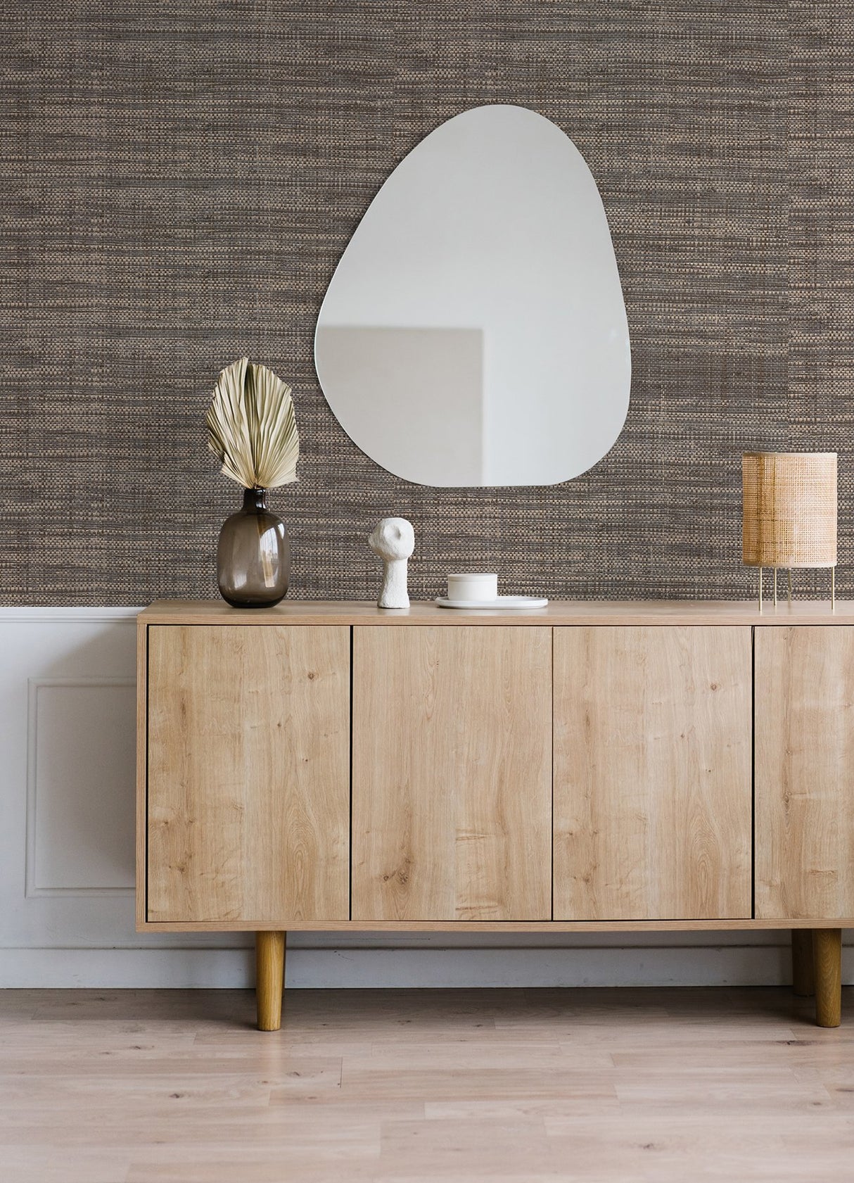 Cheng Grey Woven Grasscloth Wallpaper with Textured Raffia Weave - A-Street Prints 2923-88019