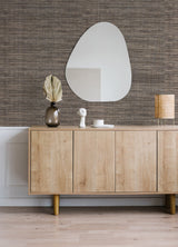 Cheng Grey Woven Grasscloth Wallpaper with Textured Raffia Weave - A-Street Prints 2923-88019