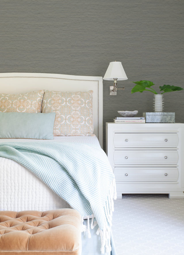 Kira Light Grey Hemp Grasscloth Wallpaper with Modern Fabric & Woven Texture - A-Street Prints 2923-88020