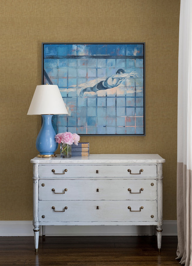 Genji Light Brown Woven Wallpaper with Fabric & Woven Textures Farmhouse Style - 2923-88022