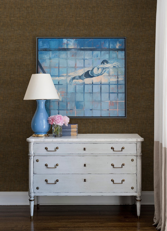 Genji Brown Woven Wallpaper with Fabric & Woven Textures - A-Street Prints 2923-88023