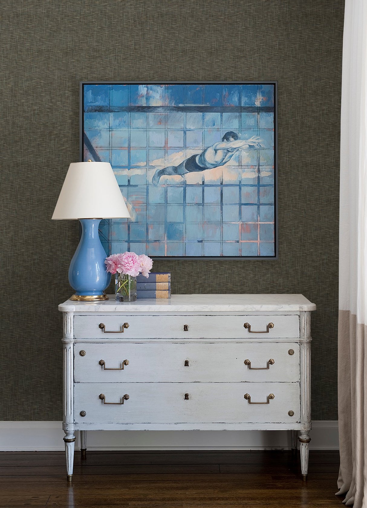 Genji Dark Grey Woven Wallpaper with Fabric & Woven Texture - A-Street Prints 2923-88025
