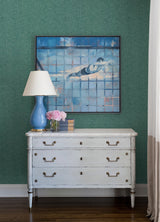 Genji Teal Woven Wallpaper with Fabric & Woven Textures in Farmhouse Style - A-Street Prints 2923-88026