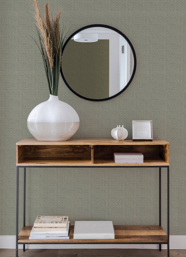 Hui Stone Paper Weave Grasscloth Wallpaper with Geometric Diamond Pattern - A-Street Prints 2923-88042