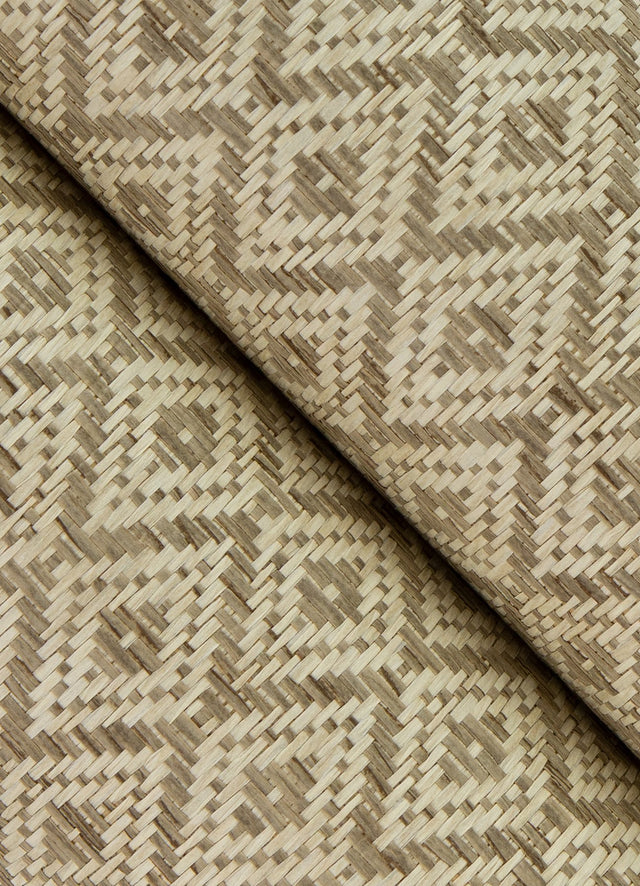 Hui Beige Paper Weave Grasscloth Wallpaper with Geometric Diamond Weave - A?Street Prints 2923-88043