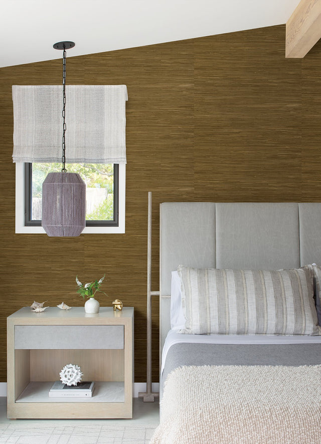 Zhilan Brown Grasscloth Wallpaper with Fabric & Woven Textures - A-Street Prints 2923-88046