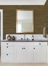 Mayleen Black Grasscloth Wallpaper with Modern Striped Hand-Weave Texture - A-Street Prints 2923-88047