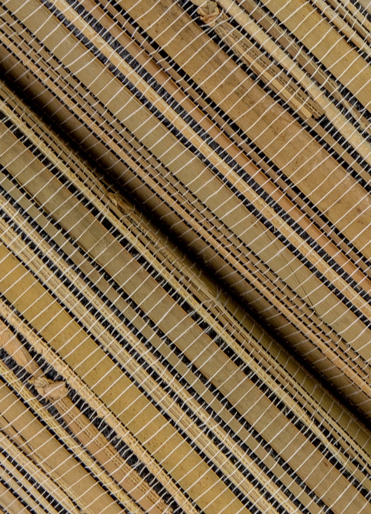 Ushi Black Grasscloth Wallpaper with Modern Striped Hand Weave Texture - Brewster 2923-88048