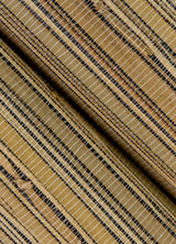 Ushi Black Grasscloth Wallpaper with Modern Striped Hand Weave Texture - Brewster 2923-88048