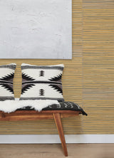 Ushi Black Grasscloth Wallpaper with Modern Striped Hand Weave Texture - Brewster 2923-88048