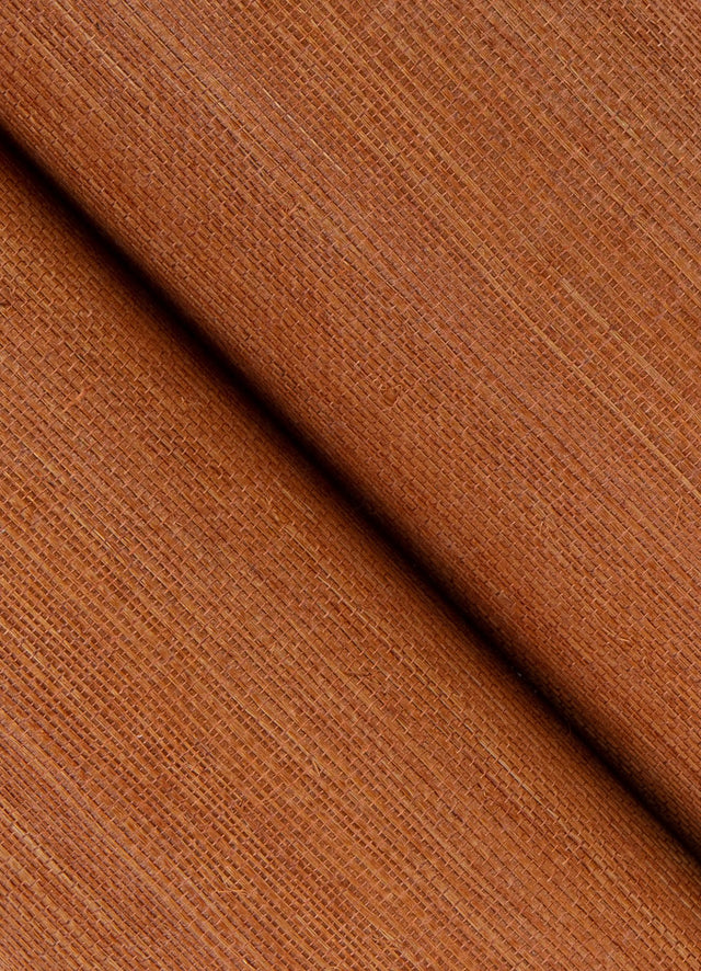 Yunri Burnt Sienna Sisal Grasscloth Wallpaper with Fabric & Woven Texture - A-Street Prints 2923-88057