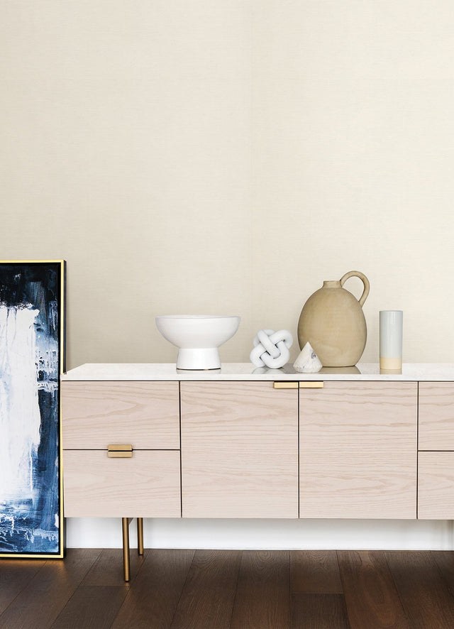 Hien White Grasscloth Wallpaper with Fabric & Woven Textures - A-Street Prints 2923-88062