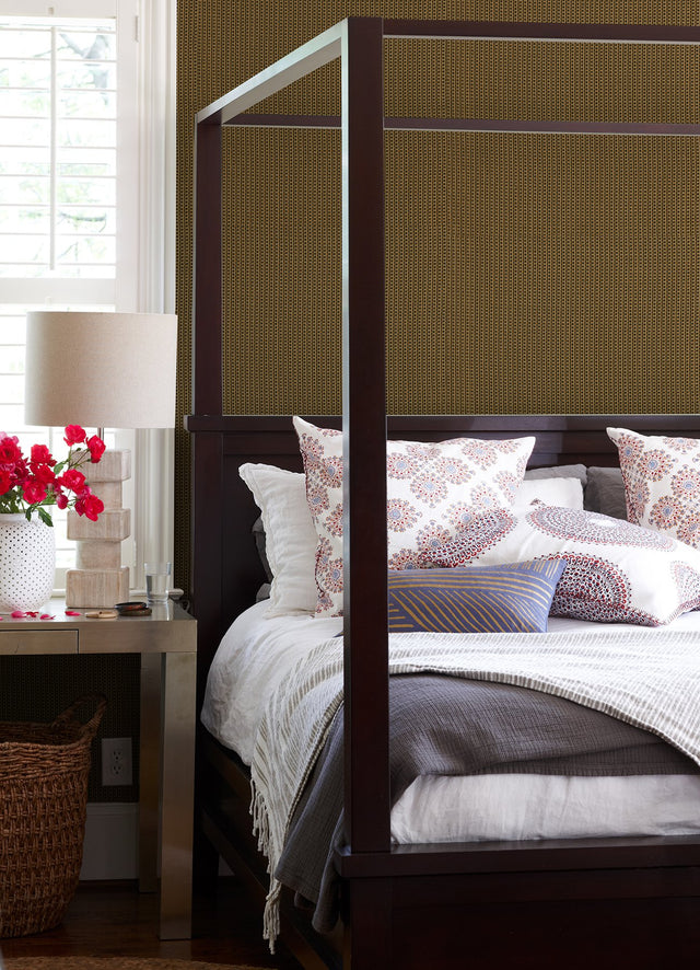 Ruolan Black Woven Wallpaper with Modern Geometric Paper Weave Grasscloth - A-Street Prints 2923-88066