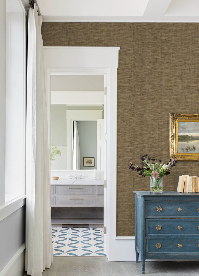 Cixi Neutral Basketweave Wallpaper with Modern Fabric & Woven Texture - A?Street Prints 2923-88069