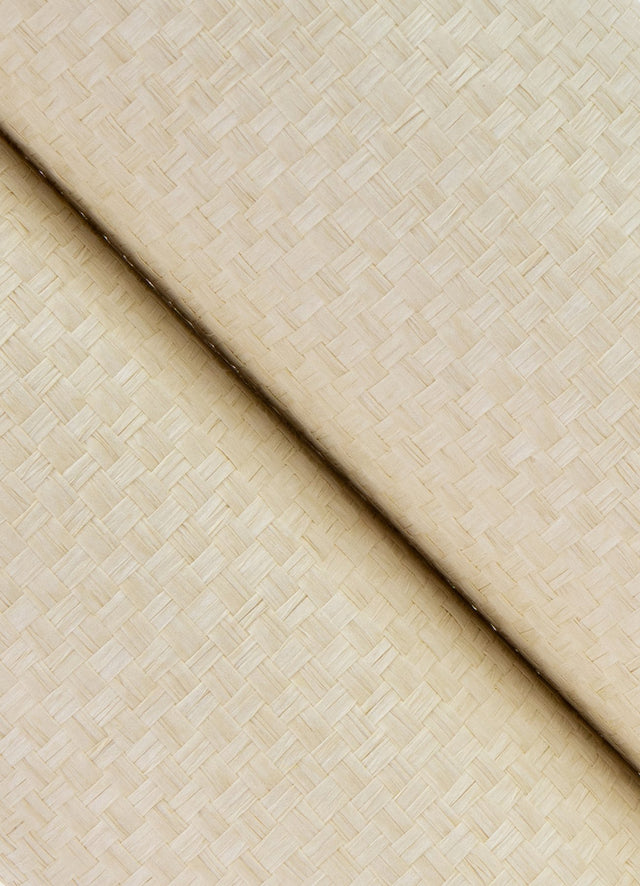 Peizhi Ivory Basketweave Wallpaper with Paper Weave Grasscloth Texture - Brewster 2923-88070