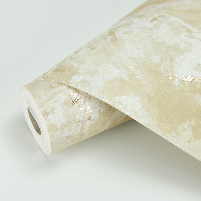 Titania Gold Marble Texture Wallpaper with Metallic Abstract Stone Motif - Brewster 2927-00103